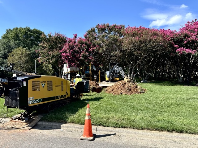Vermeer D20x22 directional drilling equipment on site at Park Crossing Subdivision TUG Reconduct project
